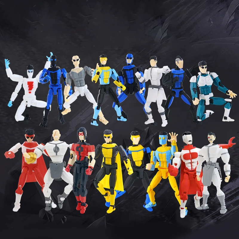 3D Printed Movable Joint Invincible Hero All Round Mark Prisoner Mark Figure Striped Style Desktop Display Decor Gift