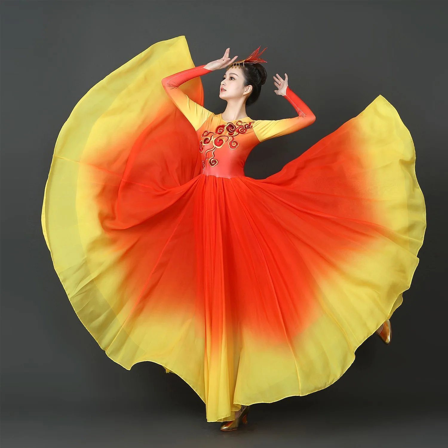 Performance Flamenco Dance Dress Sports Meeting Opening Dance Costume Large Swing Skirt Gradient Color Stage Dance Accompaniment
