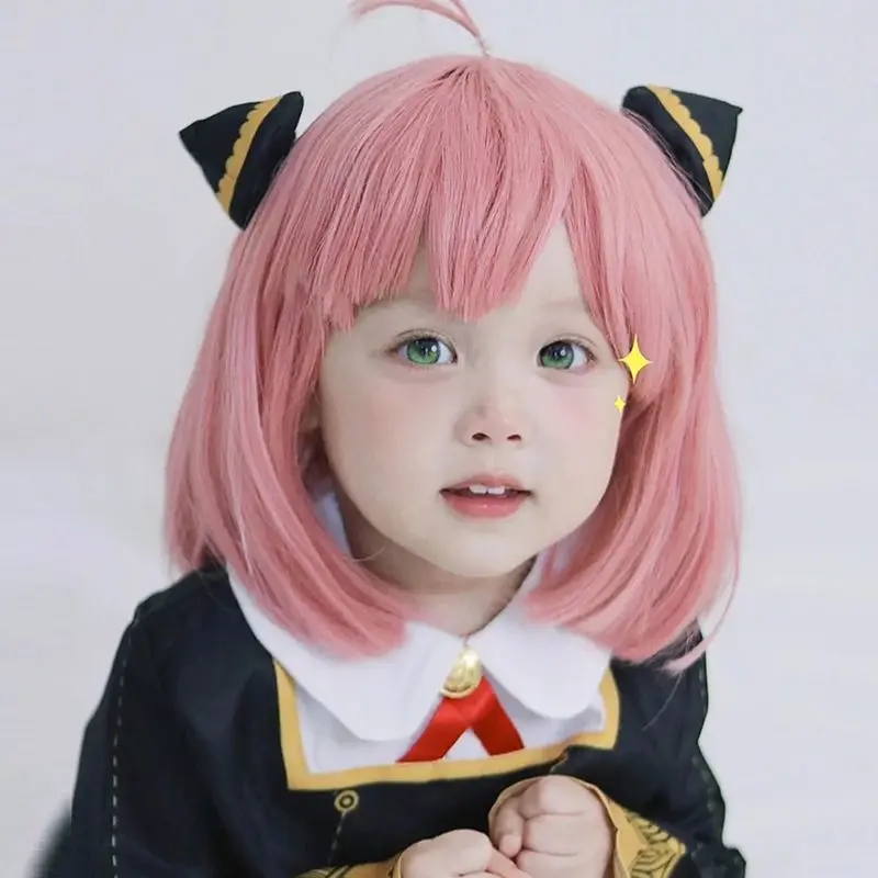 Fake Hoods for Children Girl Cos Pink Wave Head Wig Props for Kids Toupee Headgear Baby Accessories Party Dress-up Photographic