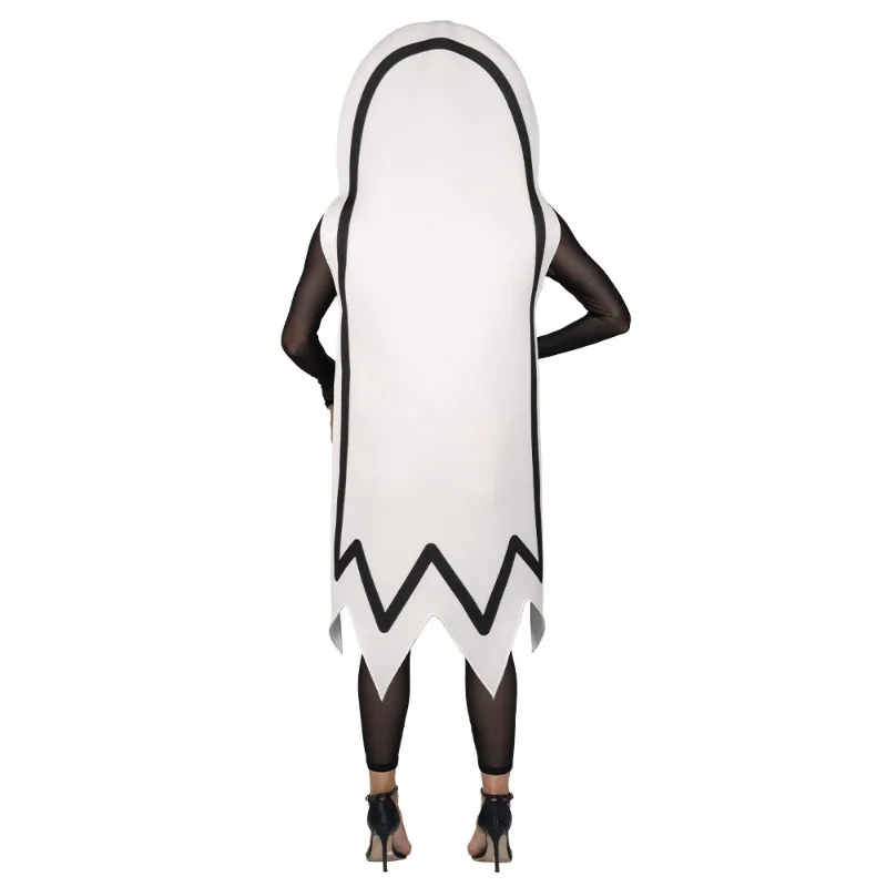 Halloween Scary Ghost Costume White Long Cape Horror Outfits Carnival Party Dress Up Suit Cloak with Ghost Face Kids Adult Robe