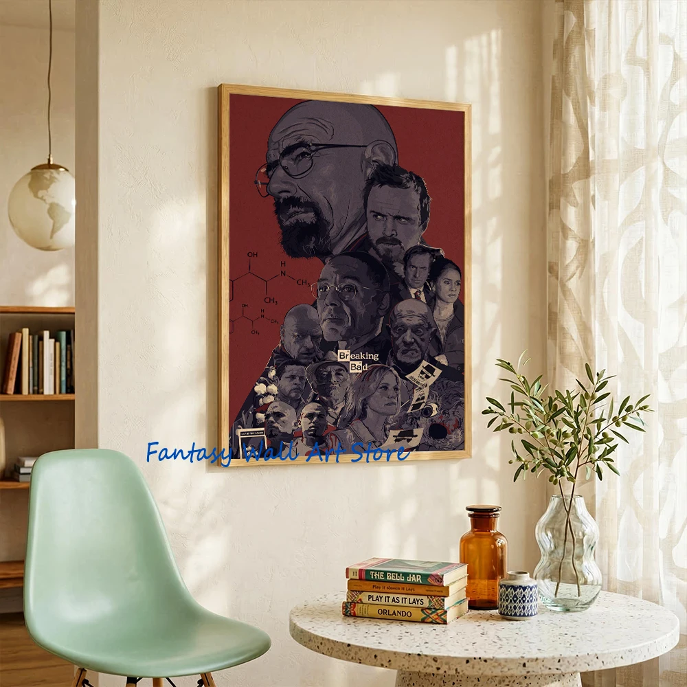 Rertro Br Ba Tv Vintage Old White Pinkman Poster TV Show Br Ba Aesthetic Wall Art Canvas Prints Wall Art Decor Home Living Room