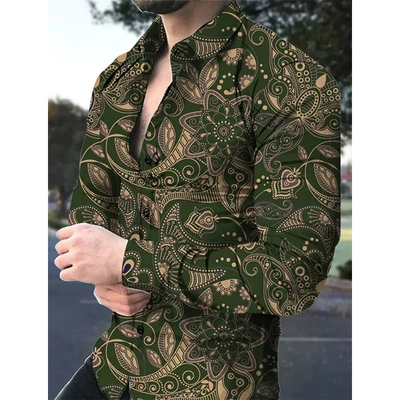Chemise pour hommes Chemise graphique Chemise Boho Couverture florale Impression 3D Extérieur Rue Manches longues Boutonné Vêtements Créateur de mode