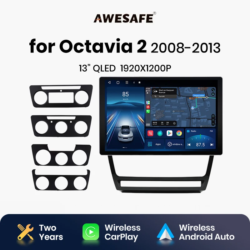 AWESAFE X7 MAX 13.1“ 2K AI Voice Wireless CarPlay Android Auto Car Radio for Skoda Octavia 2 A5 2008-2013 Multimedia autoradio