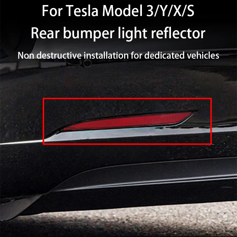 For Car For Tesla Model 3/Y/X/S Rear Bumper Light Reflector Right/Left Optional Rear Bumper Reflector Red Lens Car Lamps Cover