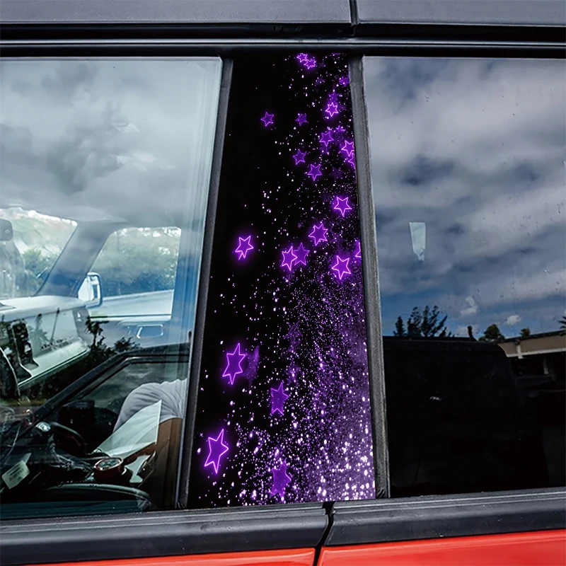 

2 pieces of automotive B-pillar film Glowing Stars Glossy material protective film