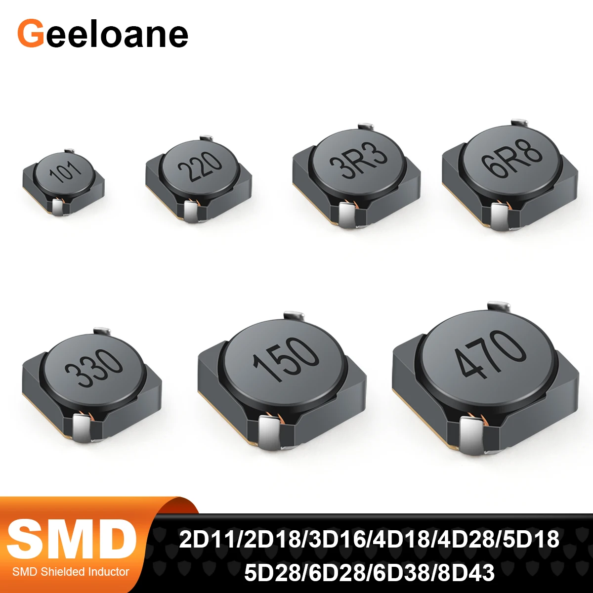 20Pcs SMD Inductor Power Shielded Wirewound 2D11/2D18/3D16/4D18/4D28/5D18/5D28/6D28/6D38/8D43 2.2UH-470UH Inductance