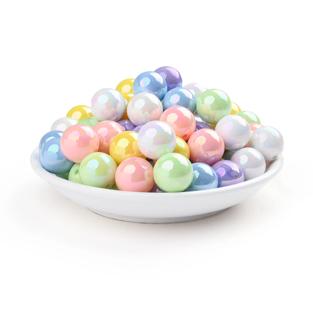 50Pcs 16mm Acrylic Round Beads 6 Colors Loose Spacer Bead For Baby Food Grade Pacifier Chain Making Jewelry Necklace image 6