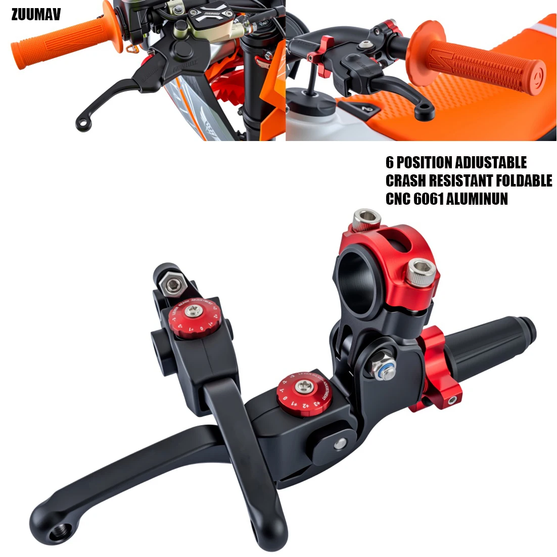 ZUUMAV CNC 6061 Aluminum Fold‑Away Brake & Clutch Lever Set, 22mm 7/8