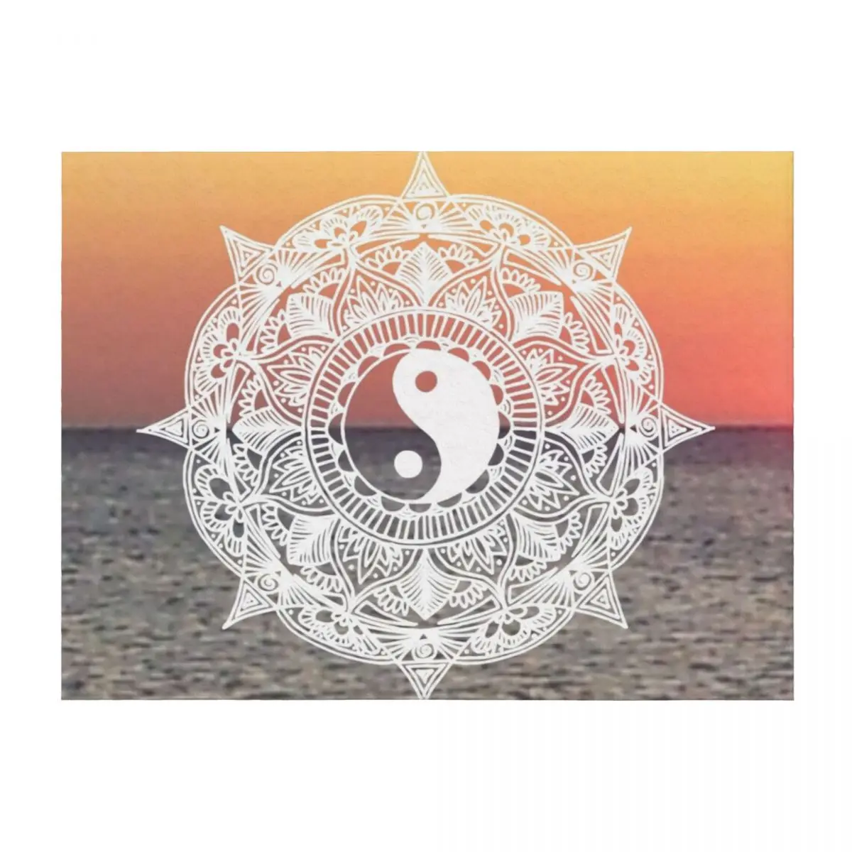 

Sunset Yin Yang Mandala Throw Blanket Beach Vintage Furry Plaid on the sofa Blankets