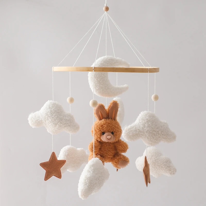 Baby Krippe Mobile Rassel Spielzeug Für 0-12 Monate Cartoon Filz Wald Tier Bett Glocke Hängen Holz Halterung Mobile newbaby Rassel Spielzeug – Detail 15