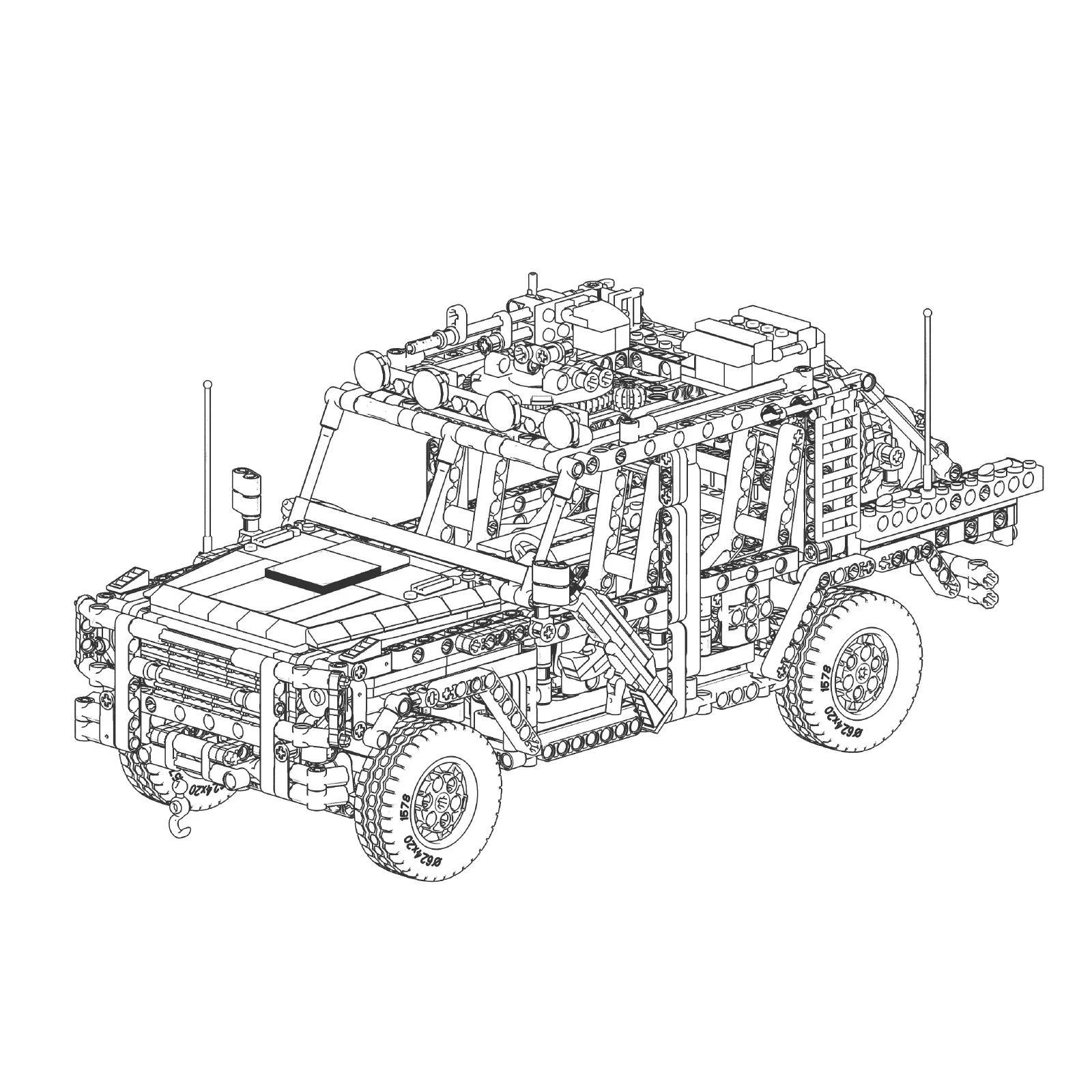 Mould King 20042 1577pcs Lynx Assault Vehicle Military Building Blocks Camo Green/Desert Grey
