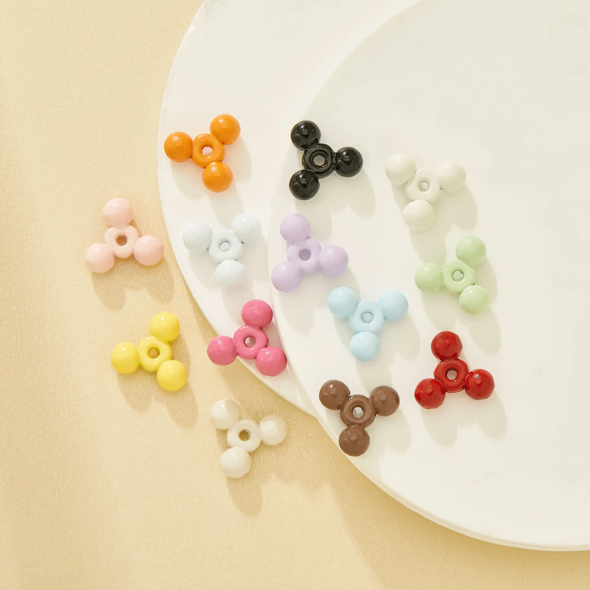 Triangle Zinc Alloy Enameled Beads Spacer For Bracelets Phone Lanyards Pendant DIY Glossy Dopamine Macaron Candy Color 4160121