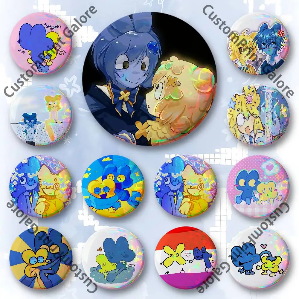 

B-BFDI Four and X 4x Round Custom Badges 75 58 44 32 25 mm Brooch Backpack Hat Enamel Pins Accessories Toys Gifts