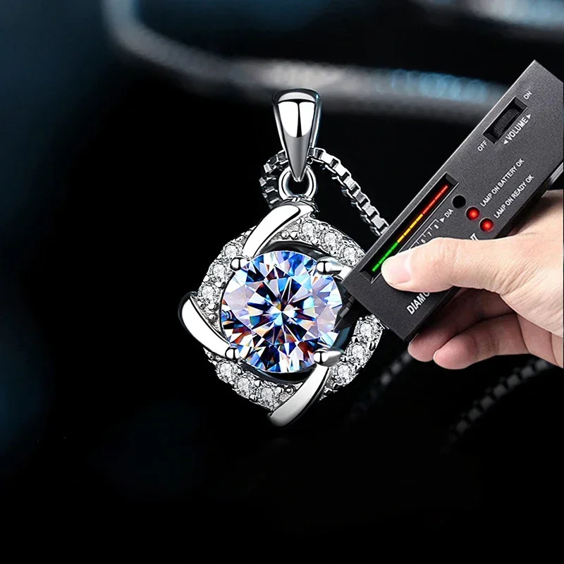 Tezzc モアッサナイト ネックレス 女性用 925 スターリングシルバーメッキ 18K ホワイトゴールド ペンダント ウェディング パーティー ジュエリー 証明書付き
