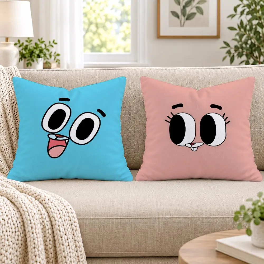 A-Amazing World Gumball Cushion Cover Short Plush Double-Sided Printing Sofa Bedroom Pillow Case Aesthetic Home Decor