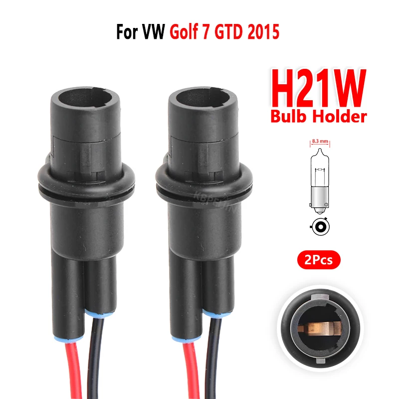 For VW Golf 7 GTD 2015 Reversing Light H21w Bulb Holder Socket Base Wire Connector 2Pc