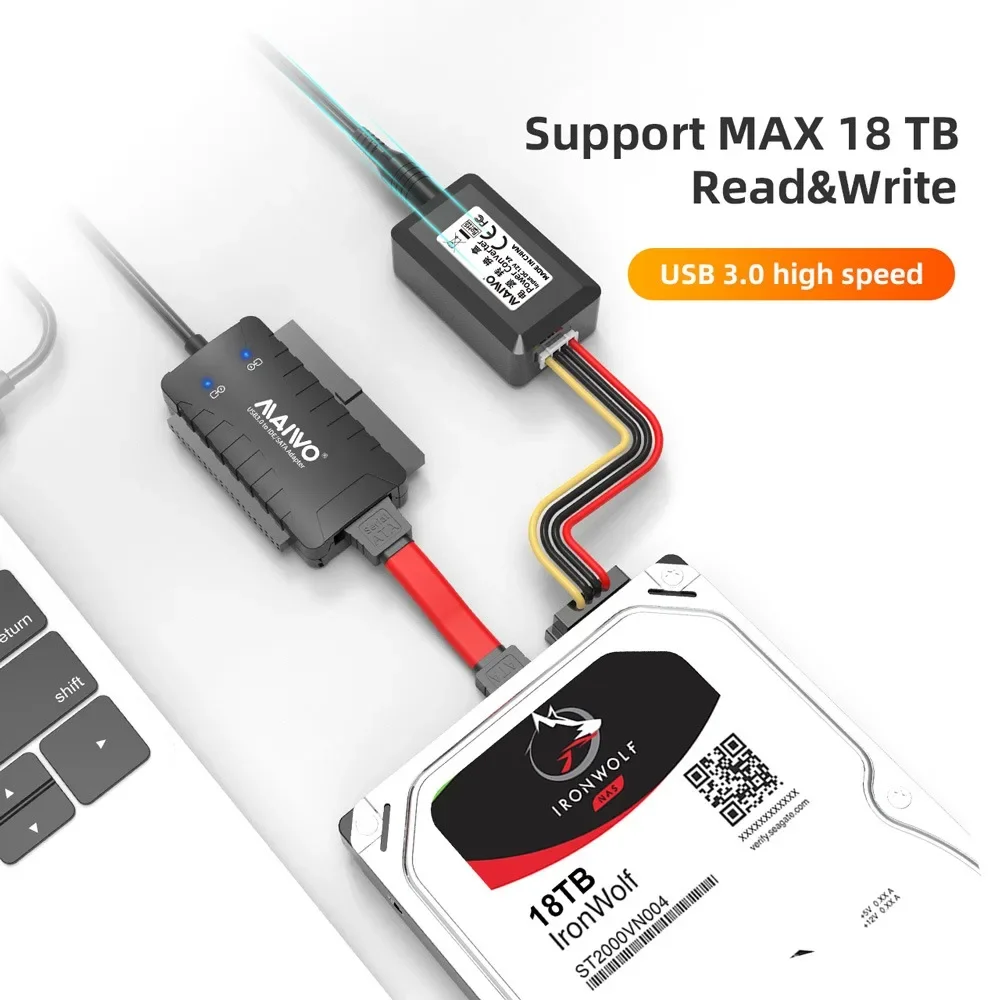 MAIWO อะแดปเตอร์ฮาร์ดดิสก์ IDE sata/ide เป็น USB 3สาย SATA แปลง SATA สำหรับฮาร์ดดิสก์ภายนอก2.5/3.5 ''hdd/ssd