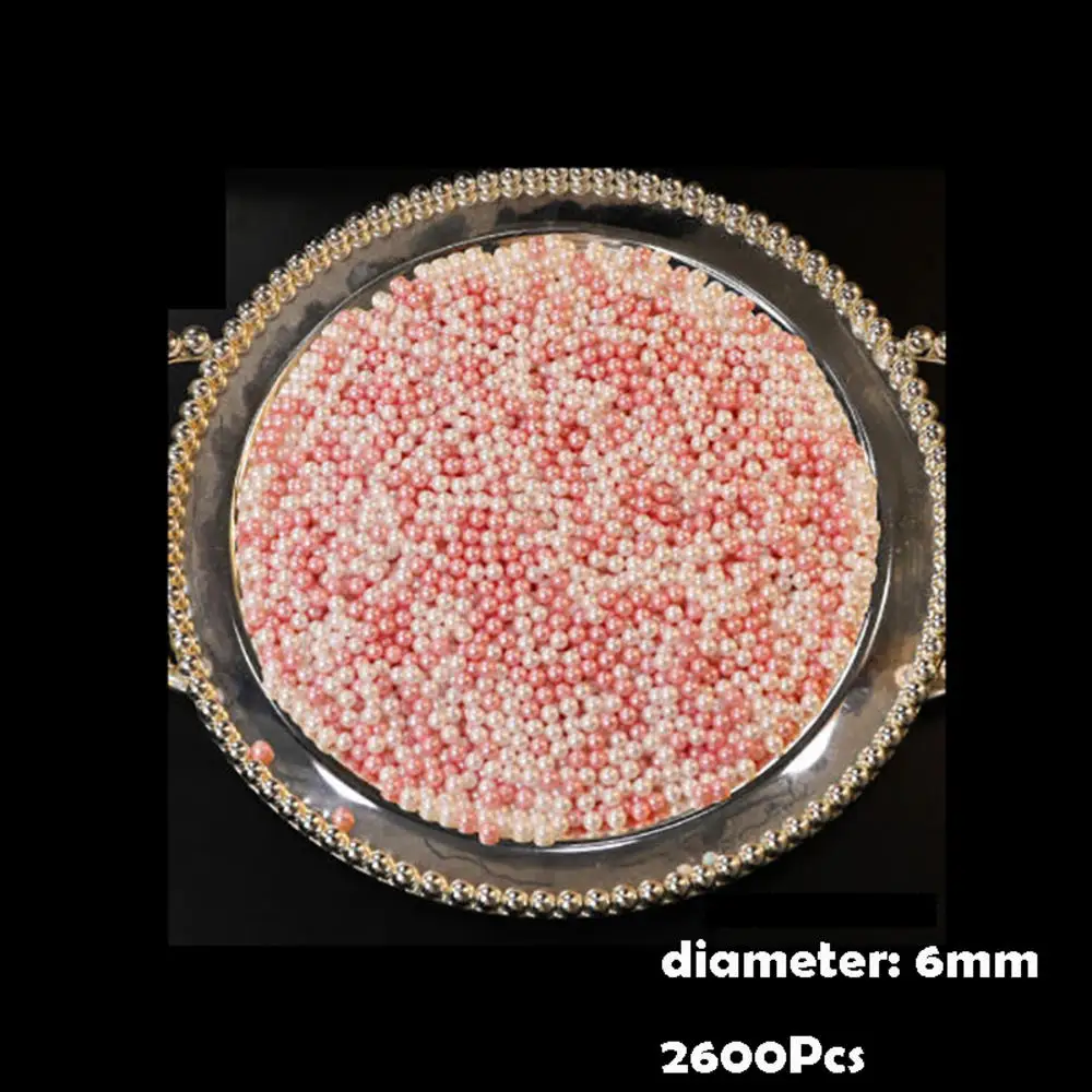 2600pcs Pink Undrilled ABS Art Faux Pearls for Vase Fillers 6mm No Hole Makeup Beads Imitation Round Pearl Beads for Table Scatt