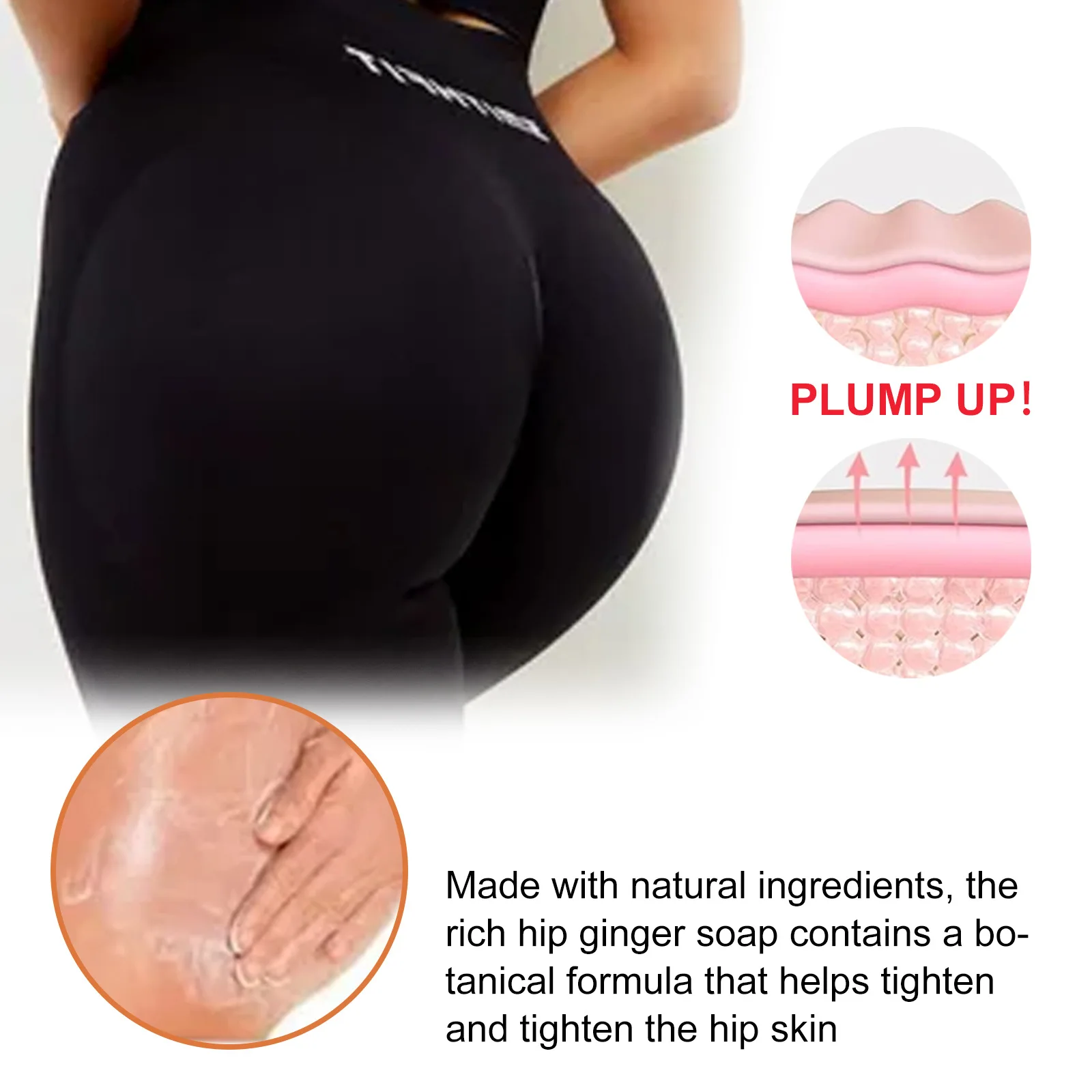Ginger Butt Lift Firm Soap Peach Hip Shaping Anti Cellulite Exfoliating Brighten Dark Spots Buttock Tighten Body Cleansing Soap