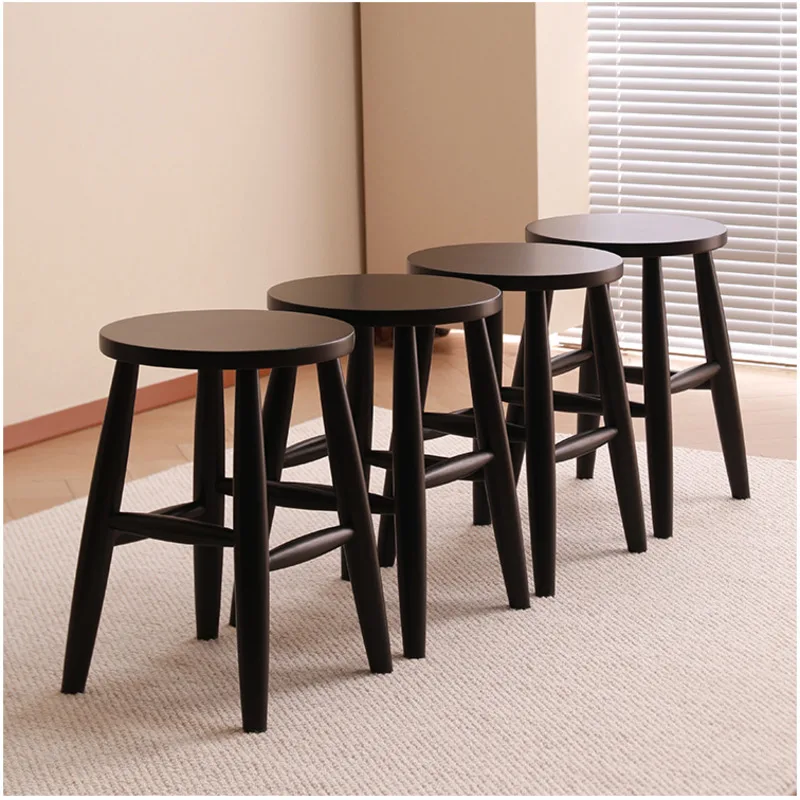 Nordic Solid Wood Dining Stool Multifunctional Reception Chair Thicken Dressing Seat Multi-scenes Applicable To Modern Furniture