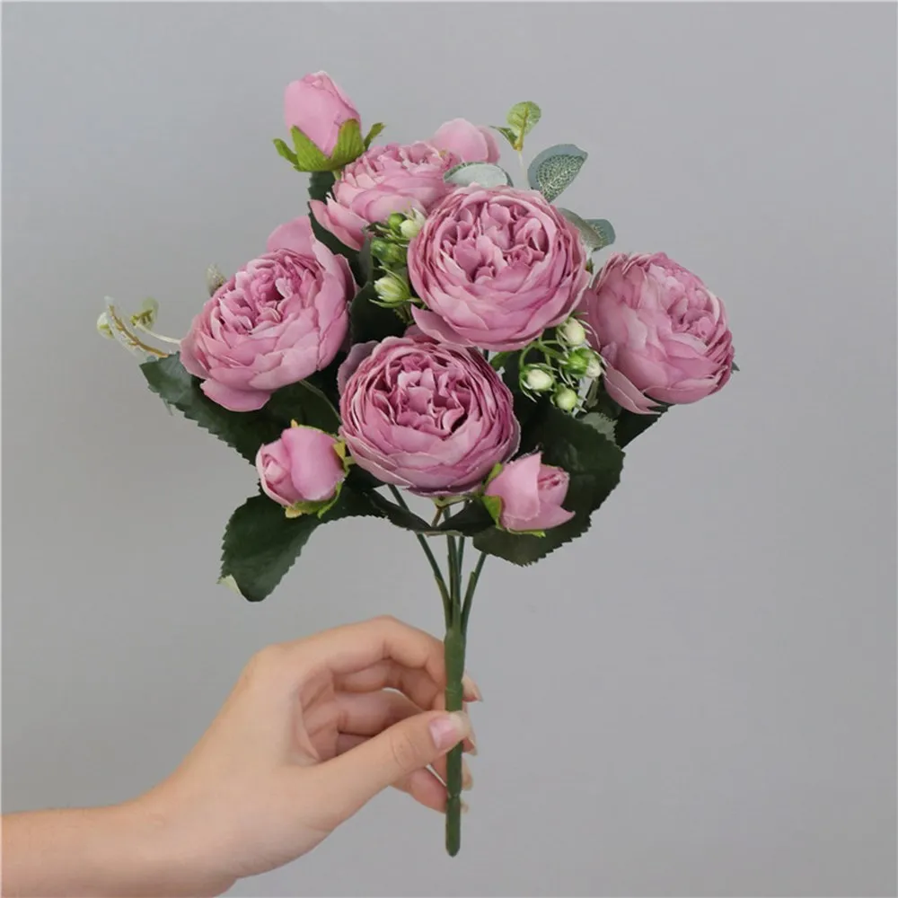 Künstliche Blumen, gefälschte Rosen, Seiden-Pfingstrosen, Valentinstag, Festival, Dekoration, Party, Vase, Zuhause, Zimmer, Hochzeit, Brautsträuße, DIY-Geschenke – Detail 18