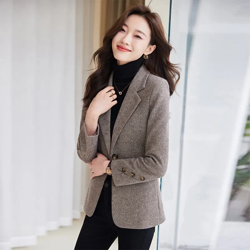 Tweed Women Suits Blazer 1 Piece Female Office Lady Business Work Wear Jacket Fashion Girl Coat Prom Dress Outfit