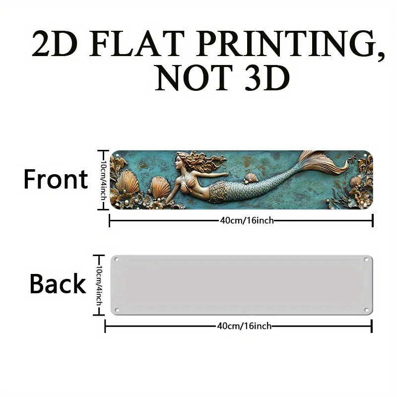 HD Tin Sign, Mermaid Vintage Metal Wall Art, Retro Coastal Nautical Decor