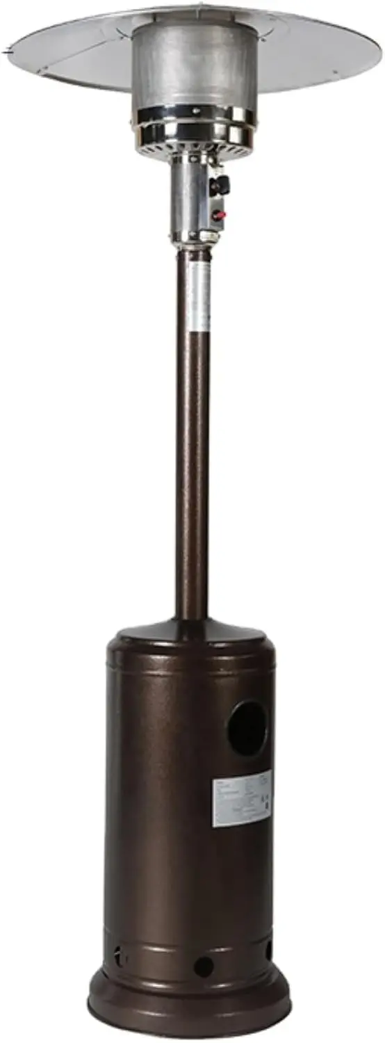 46,000 BTU Outdoor Propane Patio Heater with Adjustable Height & Wheels, Stainless Steel Standing Gas Heater with Pulse Ignition