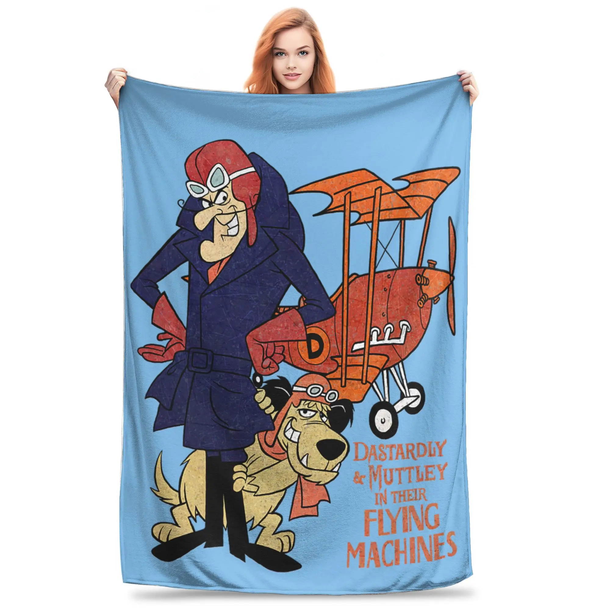 

Dick Dastardly Muttley Flying Machines Blankets Flannel Air Conditioning 60s Wacky Races Portable Super Warm Throw Blankets