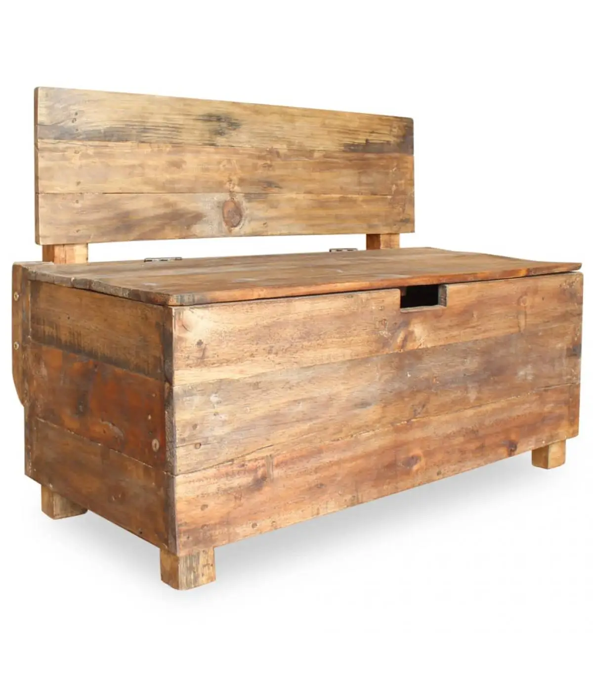 86x40x60 cm Recycled Solid Wood Bench Receipt & Storage Bench