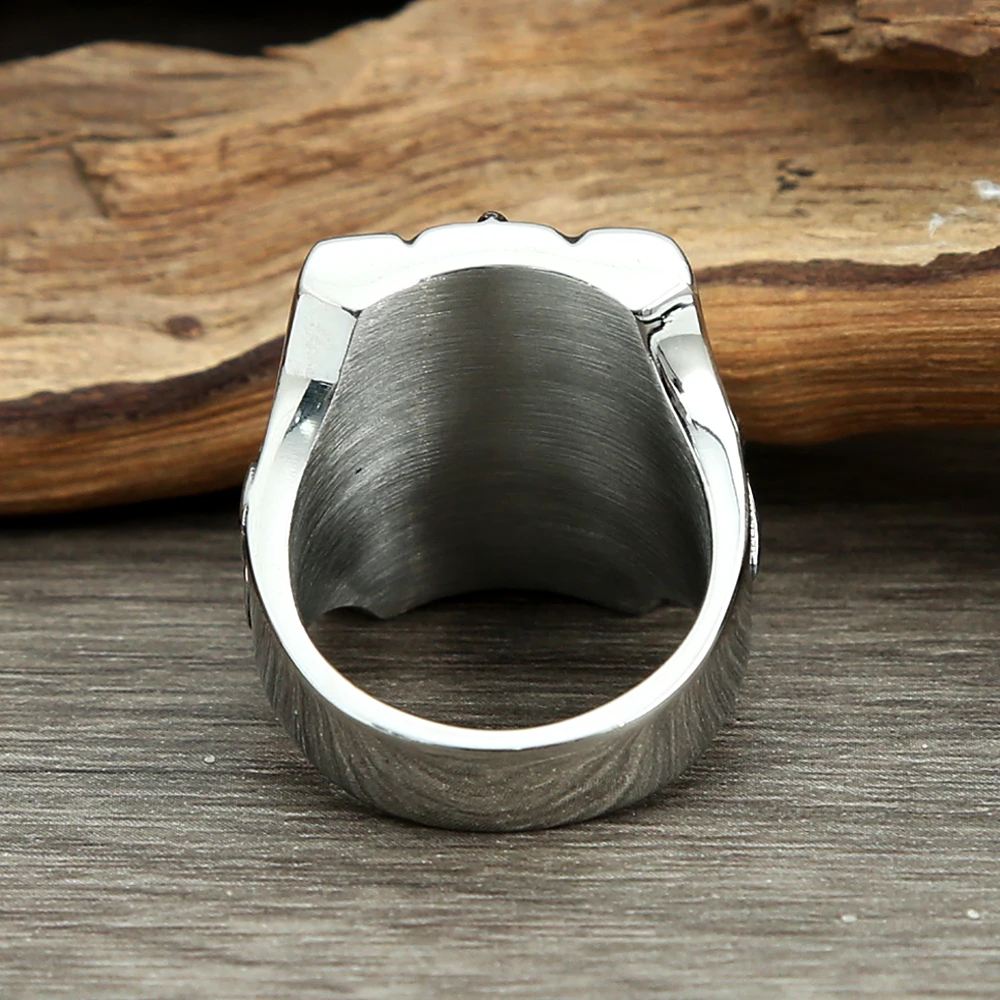 Gothic Seal of Satan Pentagram Sigil Statement Rings for Men Women Stainless Steel Satanic Ring Fashion Punk Biker Jewelry Gift