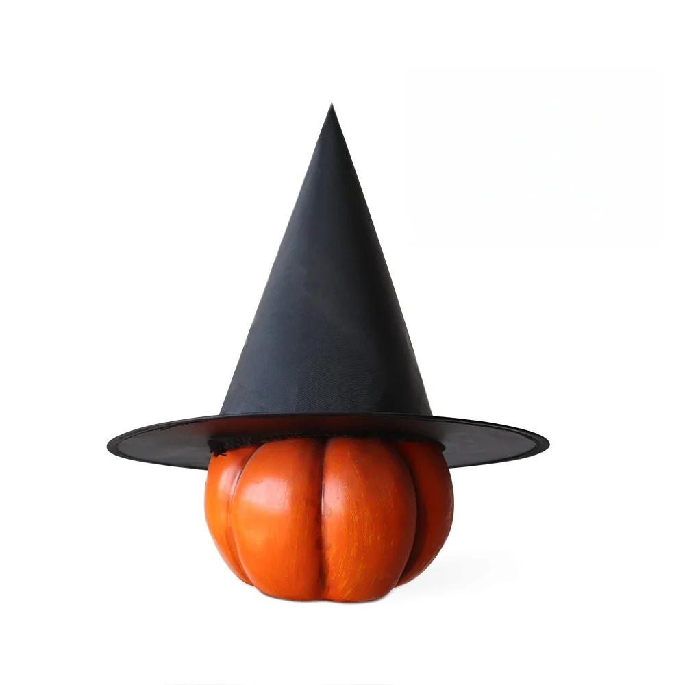 

【Halloween Witch Hat】Black Oxford Cloth Wizard Hat Cosplay Costume Accessory Magic Witch Headwear Party Fancy Dress Prop