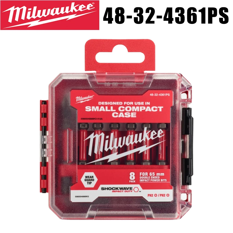 

Milwaukee 48-32-4361PS Double Dnded Power Bits SHOCKWAVE Impact Duty 65MM PH2/PH2 8pcs With Tough Case