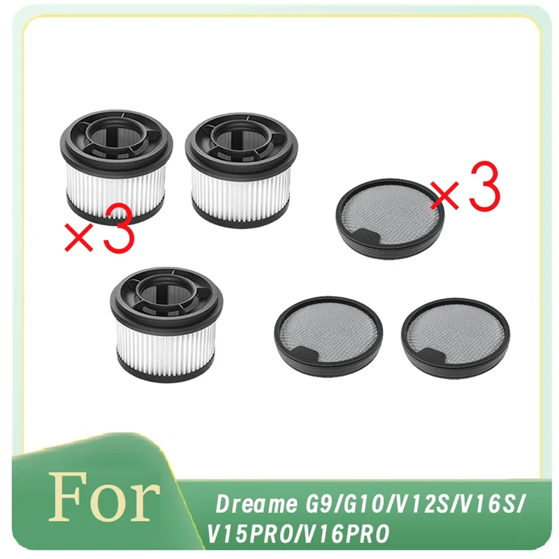 

A98I-For Dreame G9/G10/V12S/V16S/V15PRO/V16PRO Vacuum 3Xfront Filter And 3Xrear Filter Cotton Kit Cleaner Parts Replacement