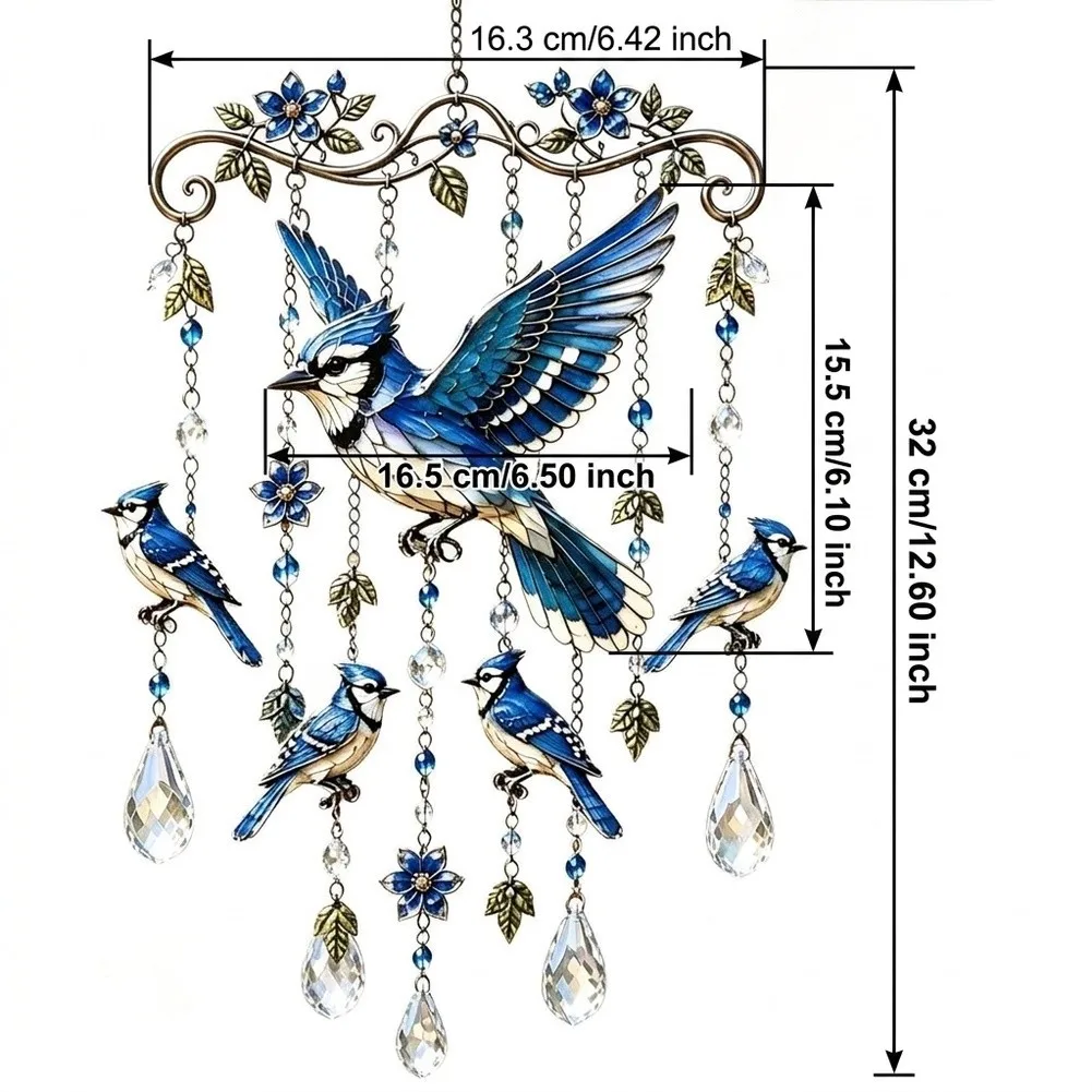 Outdoor Hanging Decor Garden Bird Wind Chime For Cozy Laid-back Mood Lightweight Resonant Tubes For Garden Hooks W16.5 H32cm