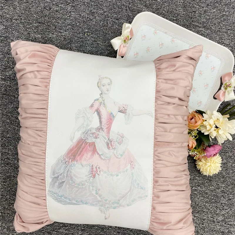 New European Flannel Pillowcase Square Living Room Decorative Pillows for Sofa Retro Court Style Cushion Cover Waist Pillow