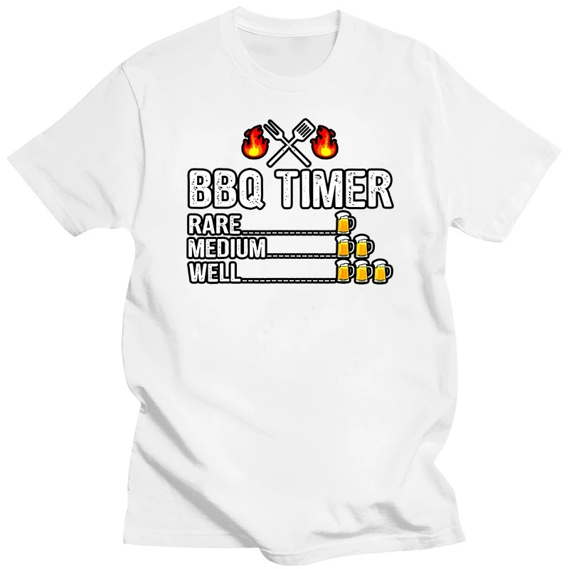 Bbq Timer Barbecue Drinking Grilling Beer Party Time Funny Black T-Shirt S-6Xl Big Tall Tee Shirt