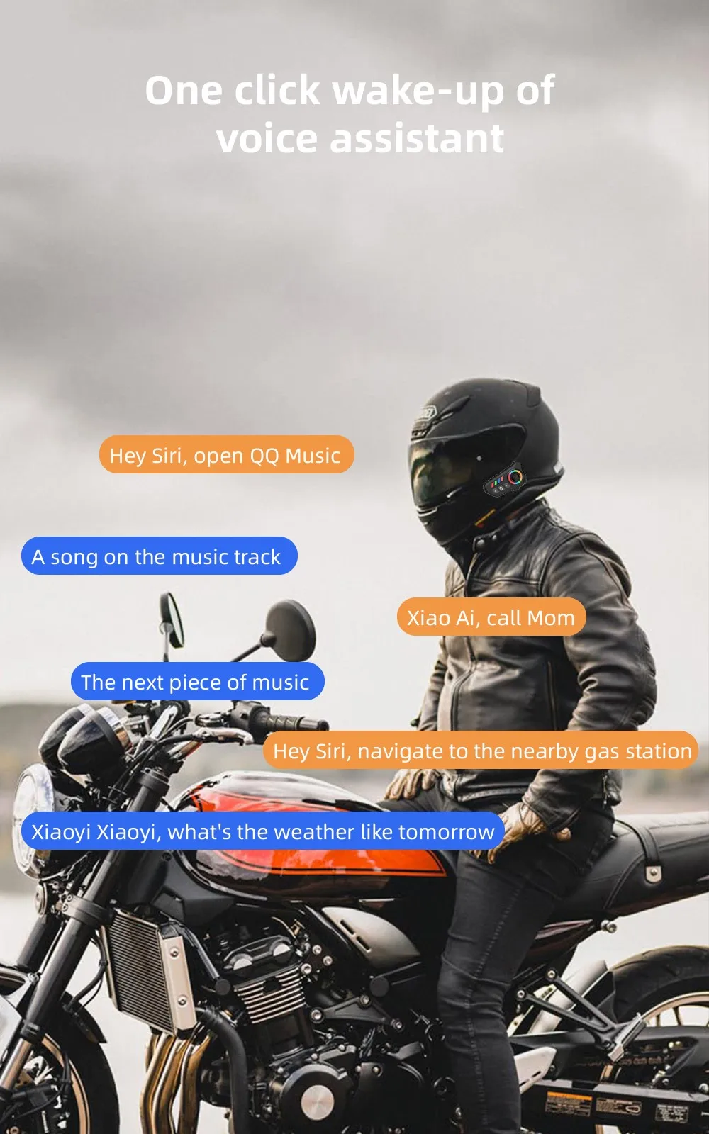 2-in-1 Motorcycle Helmet Bluetooth Headset - usage example