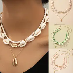 Boho Acrylic Shell Choker With Stone Pendant Necklace 2024 Jewelry Accessories Layered Beach Men Fashion Vacation Neck Tren I6H6