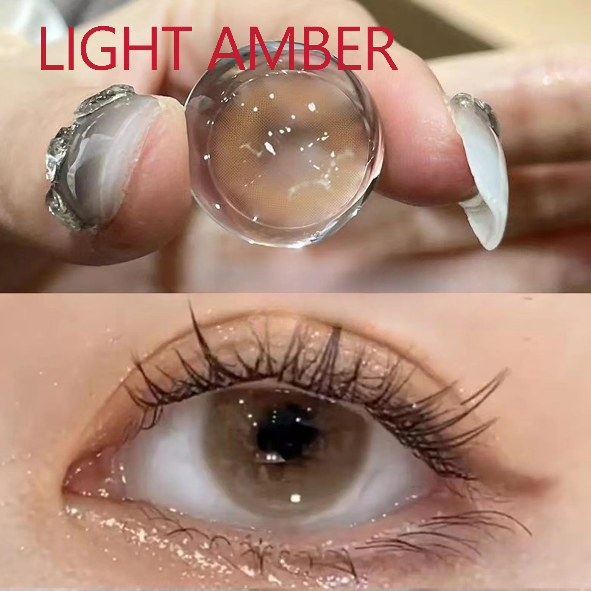 Coslens Glasses Accessories 14.00mm Soft Contacts Lenses with Power Women Men  линзы для глаз цветные Light Amber