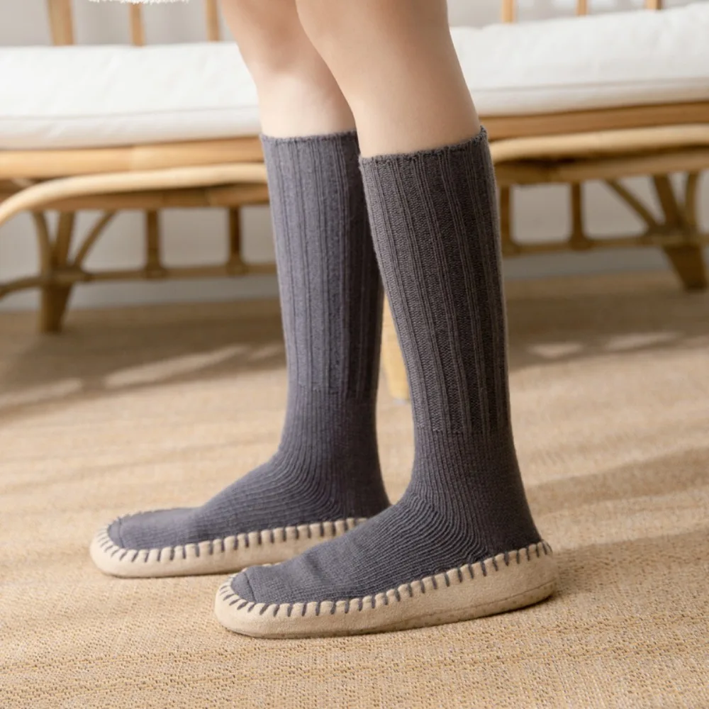 

Fashion Thicken Floor Plush Socks Sleeping Simple Knitted Knee High Socks Warm Breathable Winter Stocking Fall Winter