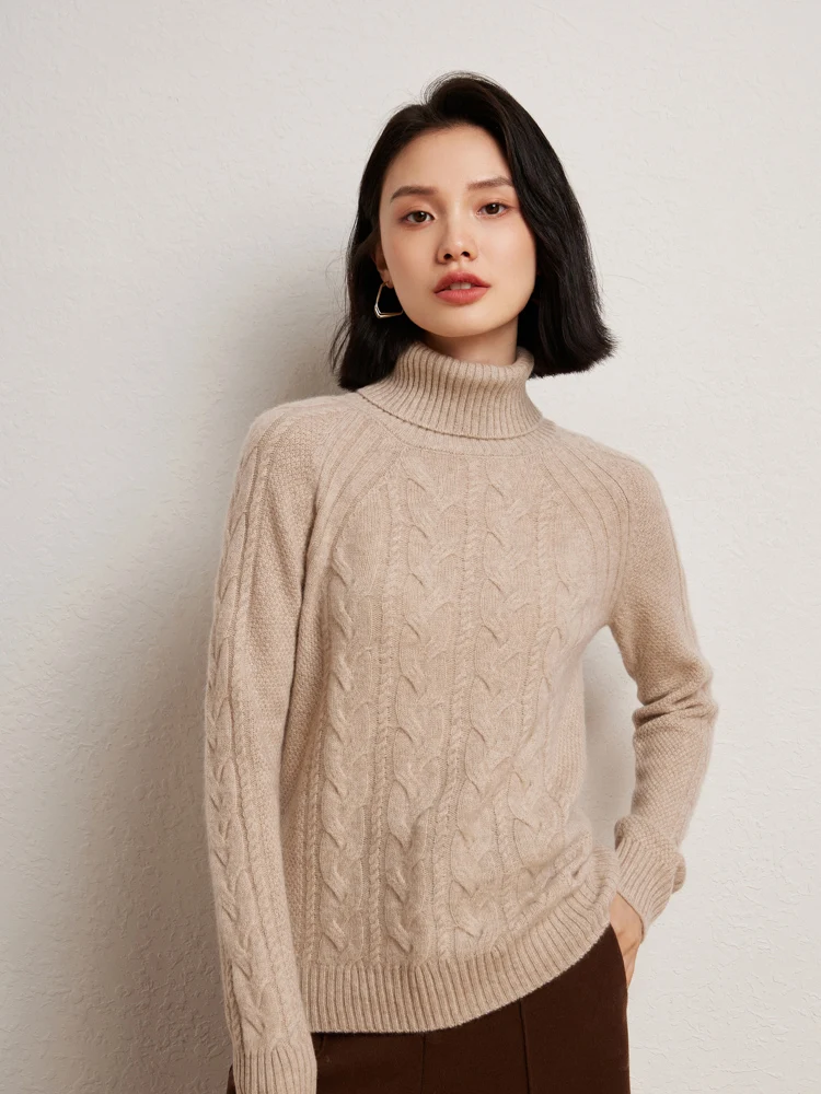 

High Quality Women's Casual Loose Turtleneck Pullover 100% Cashmere Sweater Autumn Winter Warm Soft Simple Female Clothing Tops