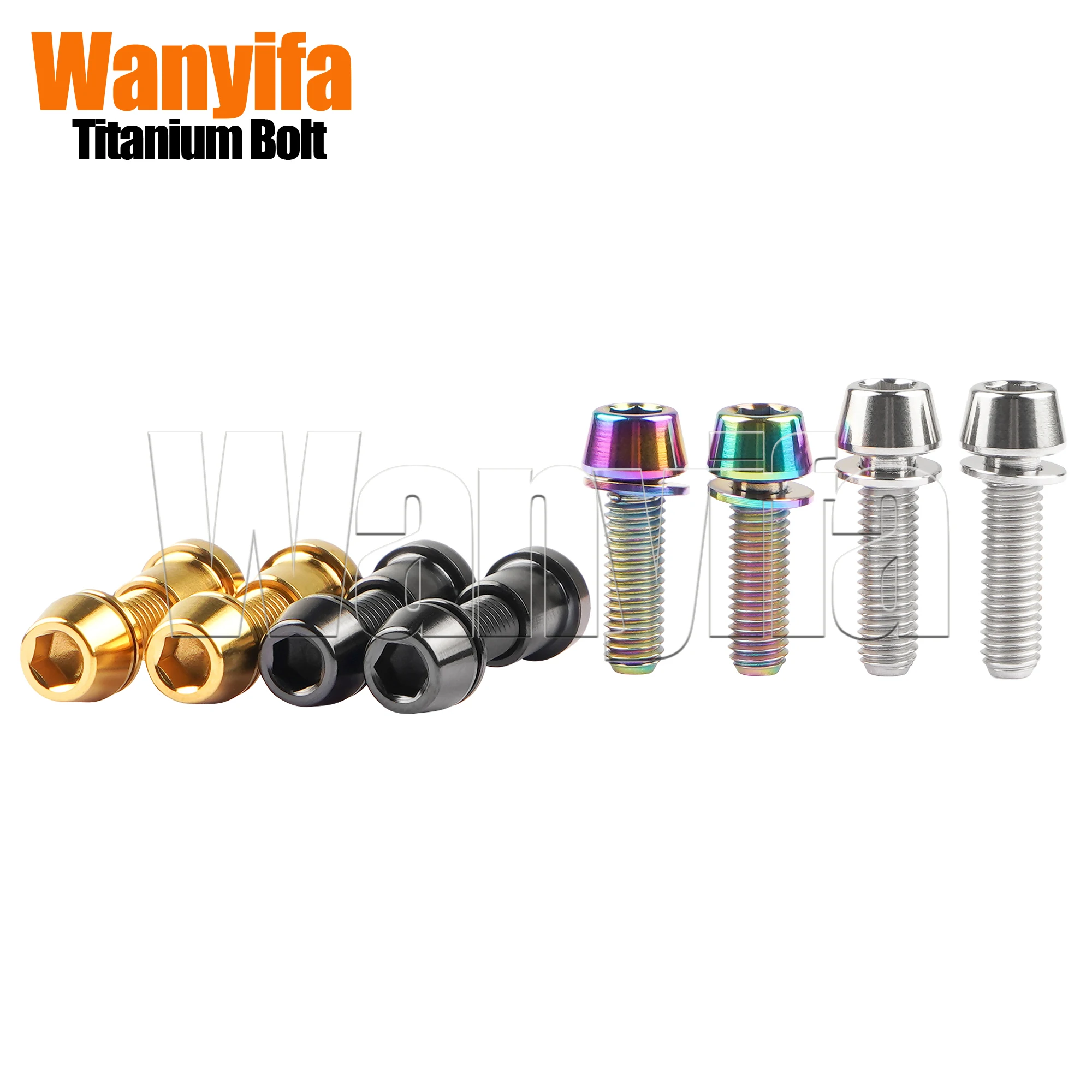 Wanyifa 2PCS Titanium Bolt M5x16/18/20mm Bicycle Stem Screws with Nuts for MTB Accessories