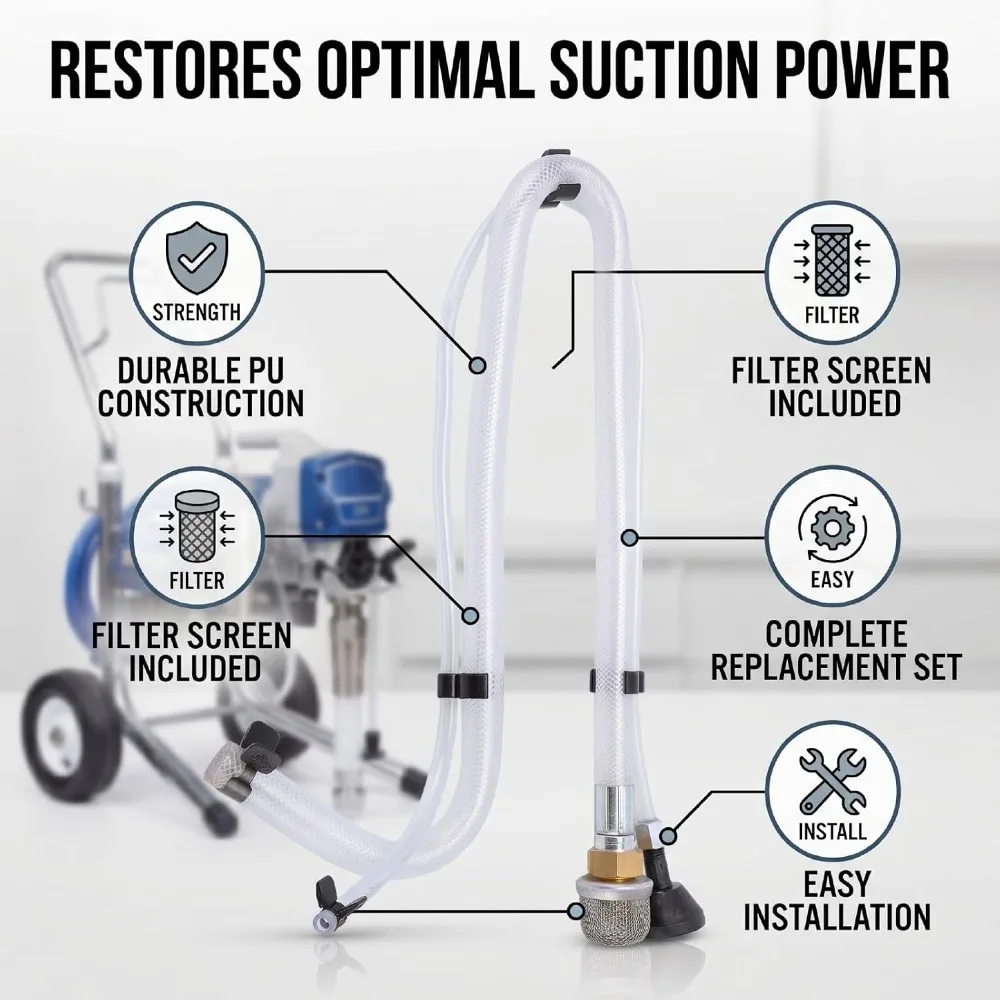 Toolless Installation Suction Tube Kit Leak Proof High Pressure Suction Hose Kit Paint Sprayer Suction Kit Airless Paint Sprayer
