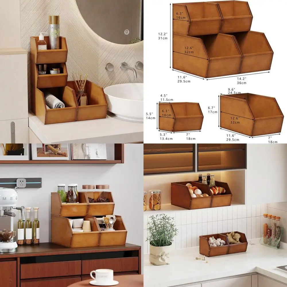 

Штабелируемые бамбуковые кухонные контейнеры для хранения картофеля, лука, фруктов и овощей