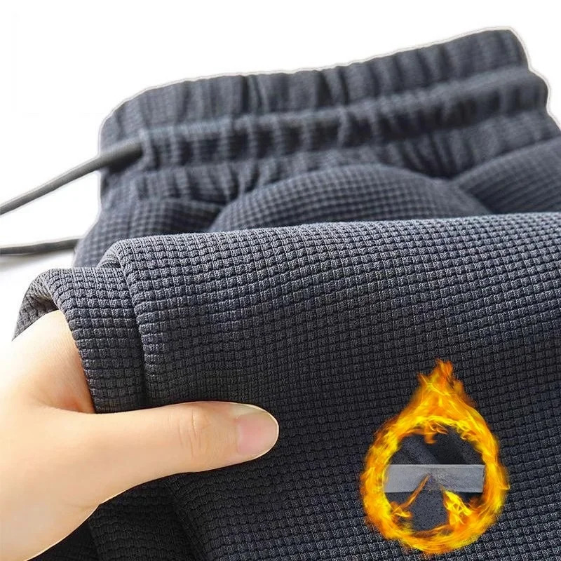 

Men's Casual Fce Lined Loose Straight Leg Work Pants Spring Autumn Winter Cargo Sweatpants Youth Trendy Color