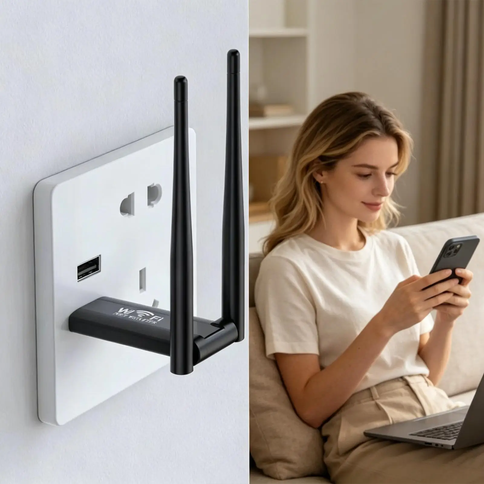 Wireless 2.4G 300Mbps USB WiFi Repeater Extender Signal Amplifier Booster Long Range Router Home Network Extension