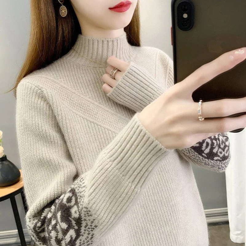 Maglione alto ne lavorato a maglia da donna di fascia alta anti-palla invernale lungo Sve lunghezza regolare sopra la testa Sle Premium Quali Nuovo 2025