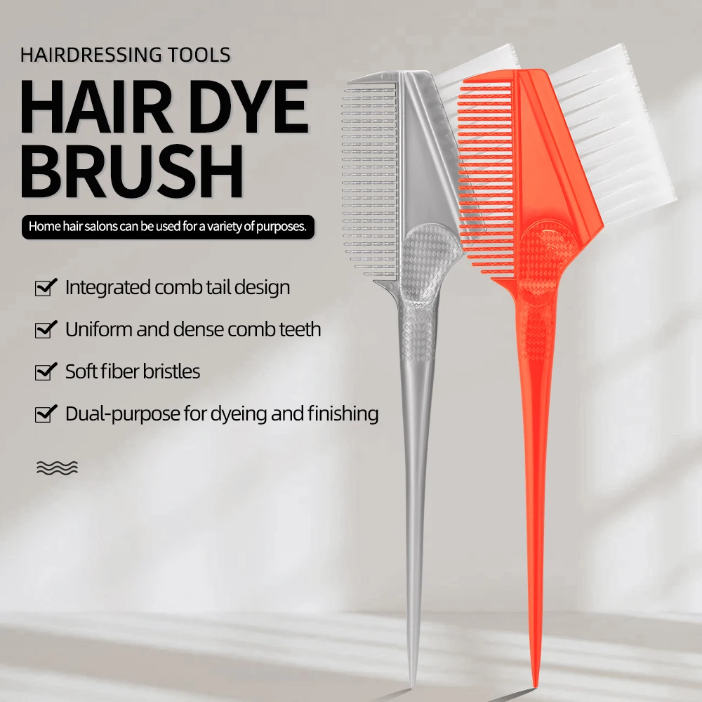 

Professional Hair Dye Brush - Salon Quality Coloring Tool with Soft Bristles for Home Use, DIY Styling - Red/Gray, 1PC