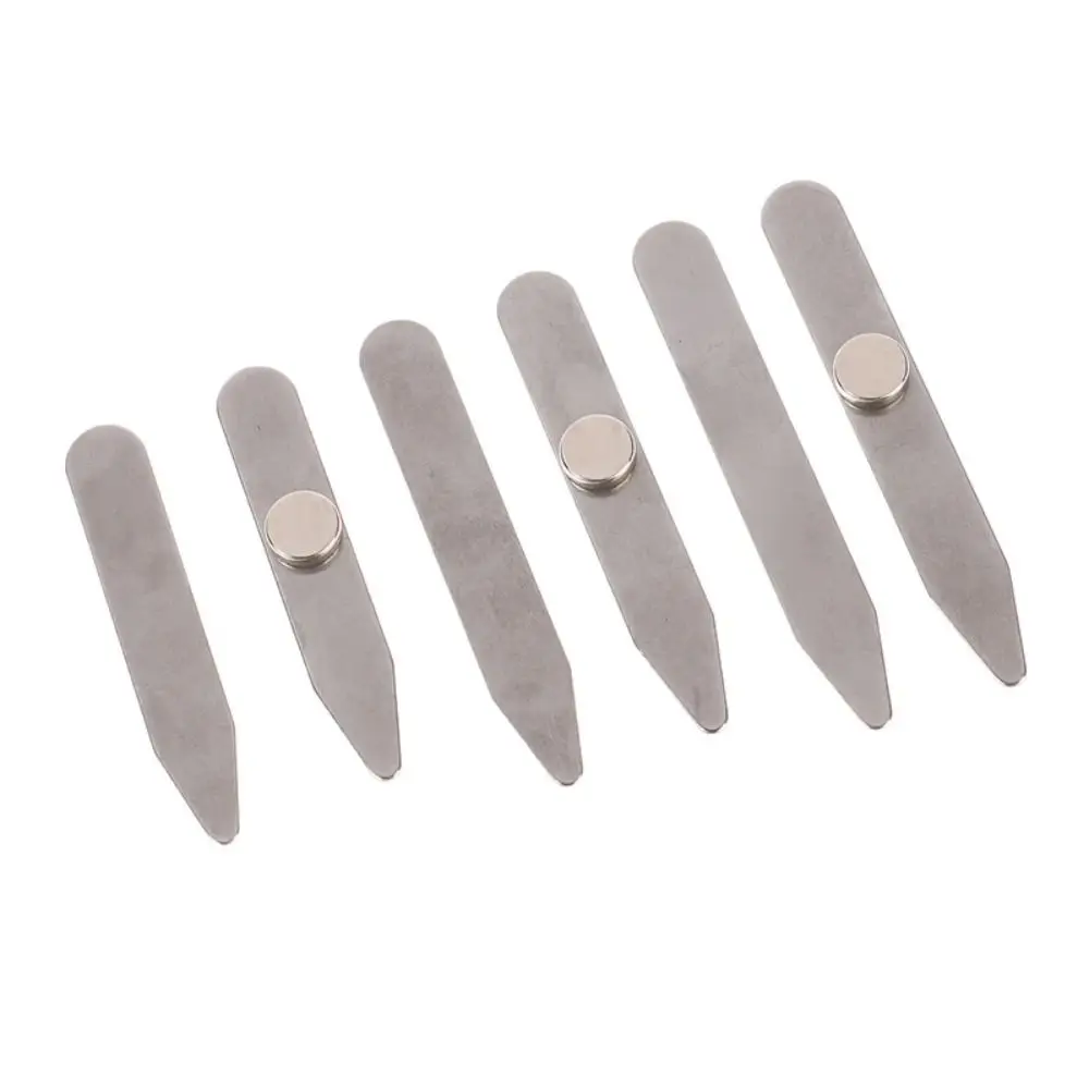 6Pcs New Stainless Steel Collar Stays Magnetic with Box Shirt Bone Stiffener Inserts Collar Support Plate for Business Men
